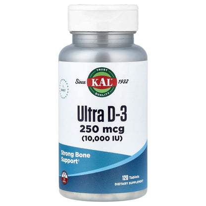 KAL, Ultra D-3, 250 mcg (10,000 IU), 120 Tablets