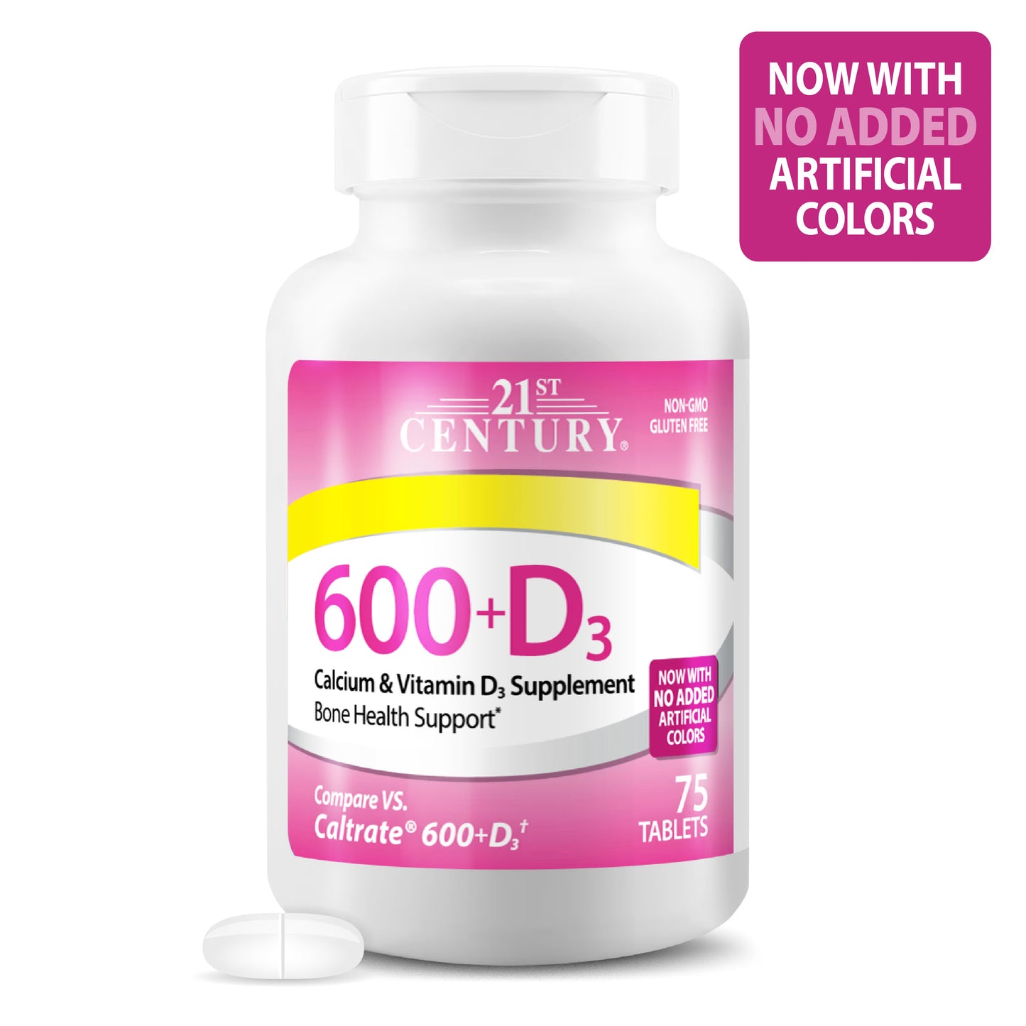 21st Century, 600+D3, Calcium & Vitamin D3 Supplement, 75 Tablets