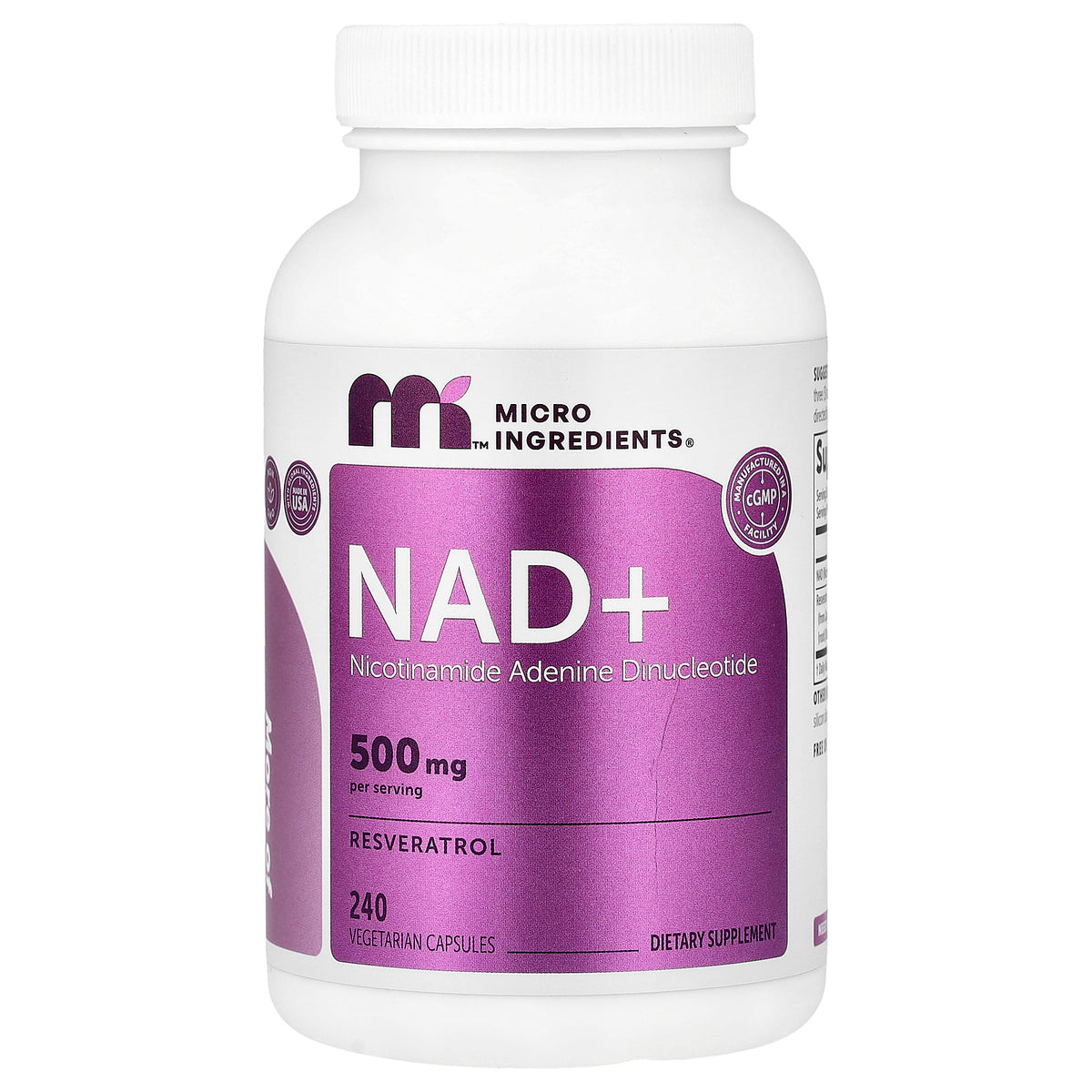 Micro Ingredients, NAD+, 240 Vegetarian Capsules