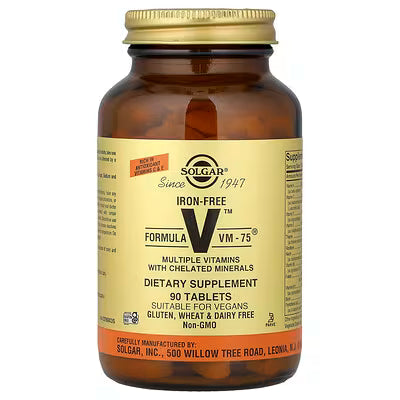 Solgar, Formula V™ VM-75®, Multiple Vitamins with Chelated Minerals, Iron-Free, 90 Tablets