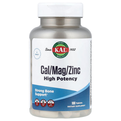 KAL, Cal/Mag/Zinc, High Potency , 100 Tablets