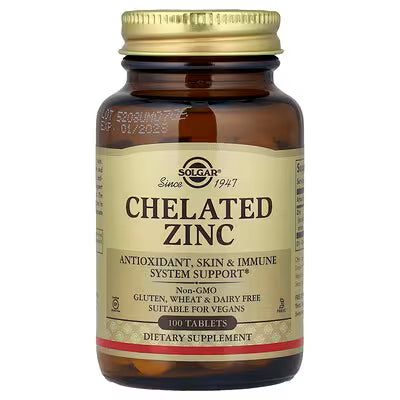 Solgar, Chelated Zinc, 100 Tablets (22 mg per Tablet)