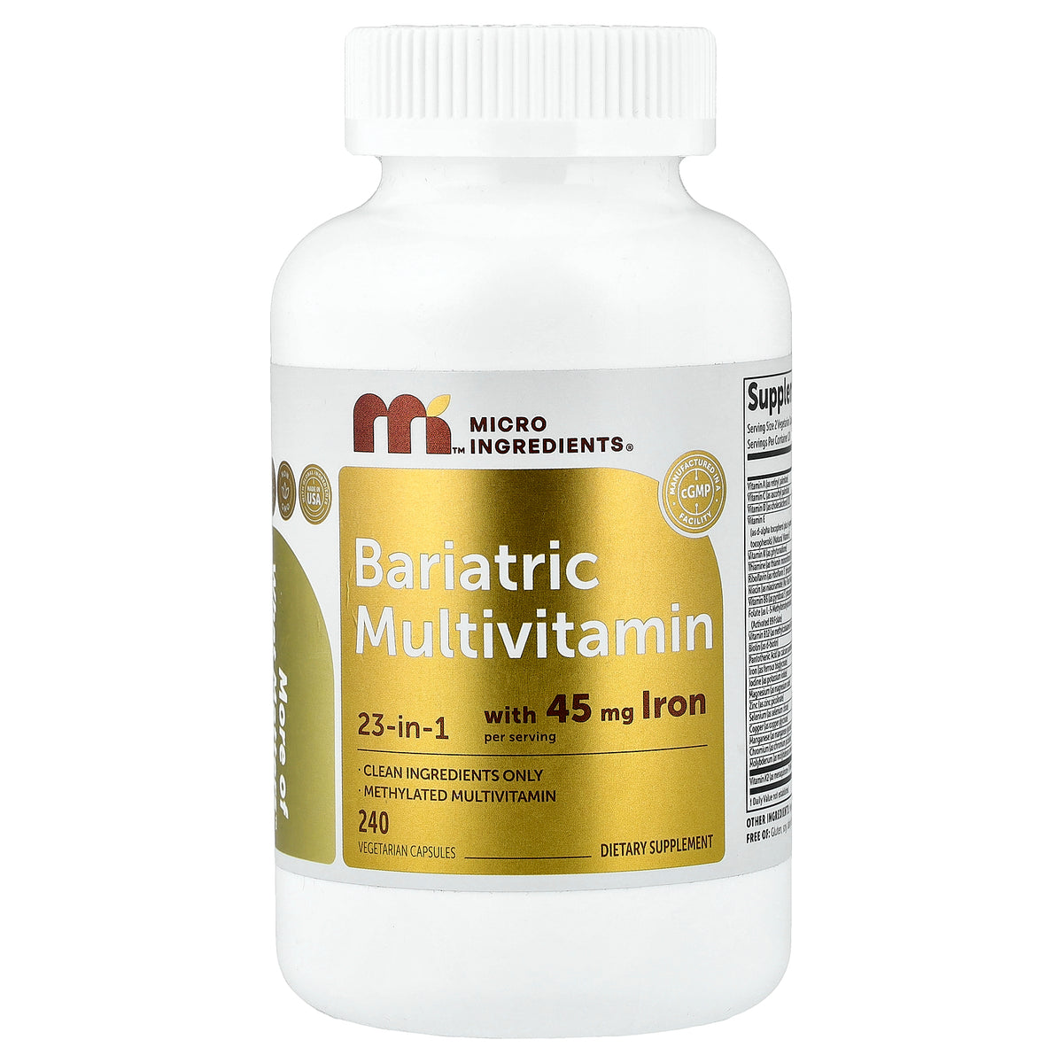 Micro Ingredients, Bariatric Multivitamin, 240 Vegetarian Capsules