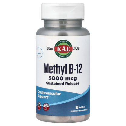 KAL, Methyl B-12, Sustained Release, 5,000 mcg, 60 Tablets