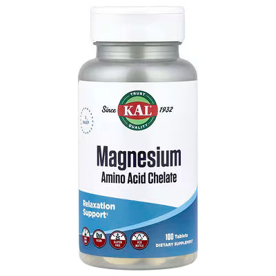 KAL, Magnesium Amino Acid Chelate, 100 Tablets