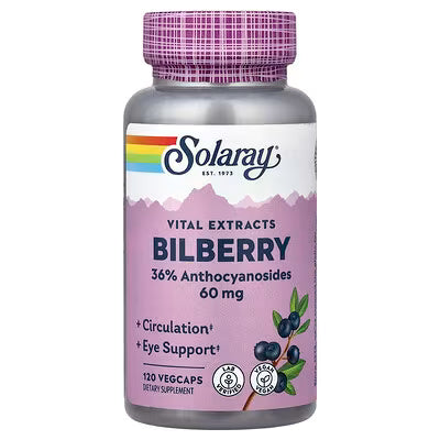 Solaray, Vital Extracts, Bilberry, 60 mg, 120 VegCaps