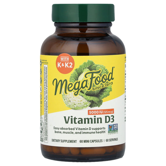 MegaFood, Vitamin D3 & K2, 60 Mini Capsules