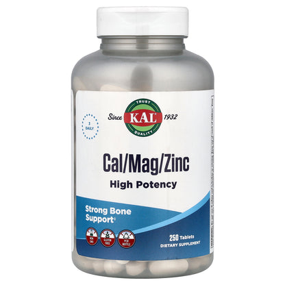 KAL, Cal/Mag/Zinc, High Potency, 250 Tablets