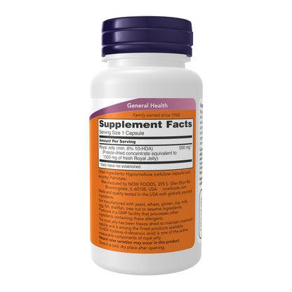 NOW Supplements, Royal Jelly 1500 mg with 10-HDA (Hydroxy-D-Decenoic Acid), 60 Veg Capsules