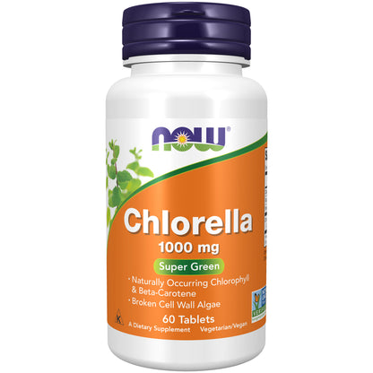 NOW Supplements, Chlorella 1,000 mg, Super Green, 60 Tabs