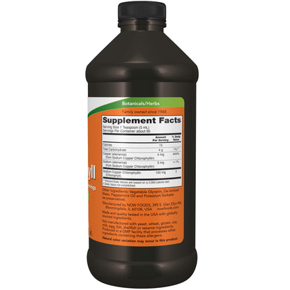 NOW Supplements, Liquid Chlorophyll, Internal Deodorizer*, Mint Flavor, 16-Ounce