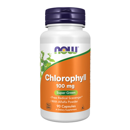 NOW Supplements, Chlorophyll 100 mg with Alfalfa Powder, Super Green, 90 Veg Capsules