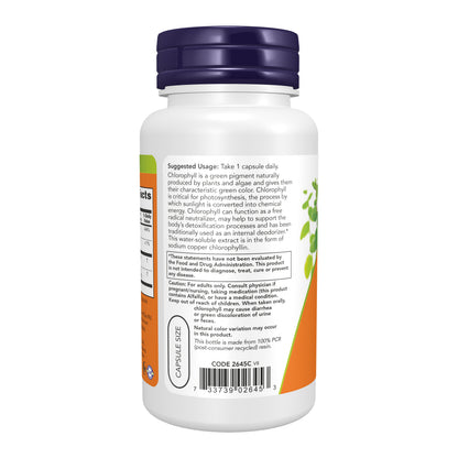 NOW Supplements, Chlorophyll 100 mg with Alfalfa Powder, Super Green, 90 Veg Capsules