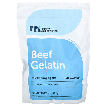 Micro Ingredients, Beef Gelatin Powder, Unflavored, 2 lb (907 g)