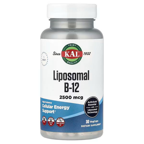 KAL, Liposomal B-12, High Potency, 2,500 mcg, 30 VegCaps