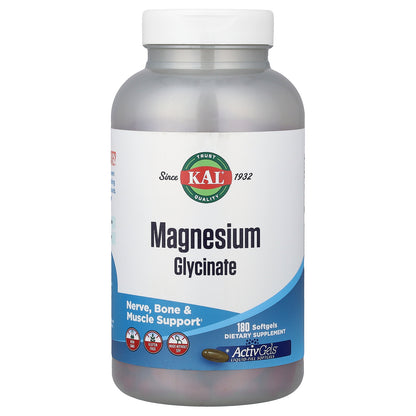 KAL, Magnesium Glycinate, 180 Softgels (105 mg per Softgel)