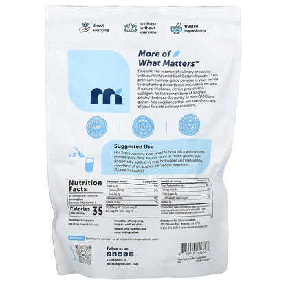 Micro Ingredients, Beef Gelatin Powder, Unflavored, 2 lb (907 g)