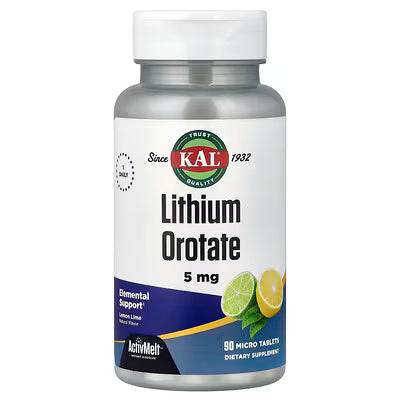 KAL, Lithium Orotate, Lemon Lime , 5 mg, 90 Micro Tablets