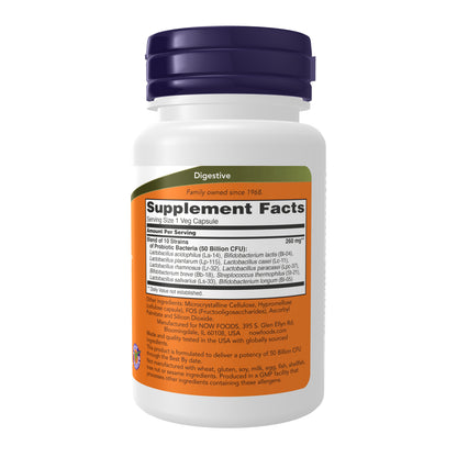 NOW Supplements, Probiotic-10™, 50 Billion, with 10 Strains, 50 Veg Caps