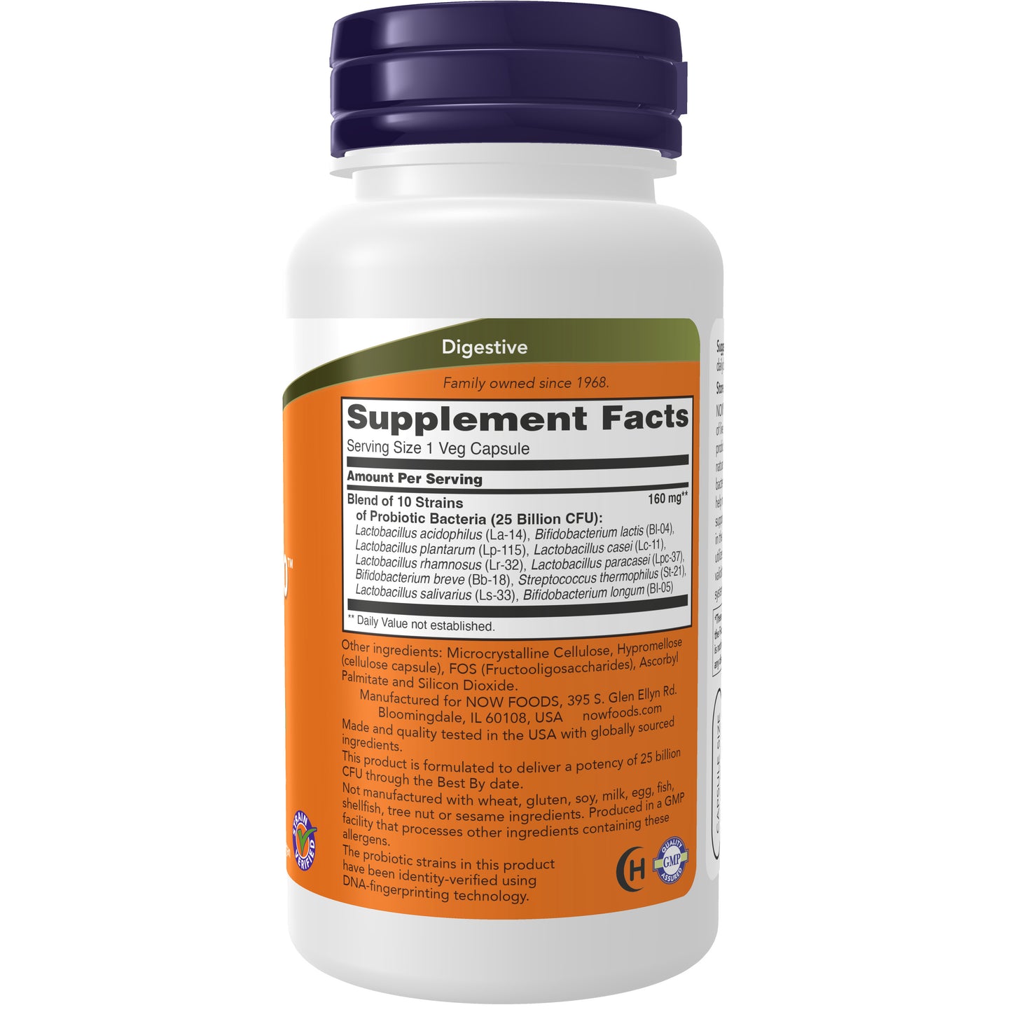 NOW Supplements, Probiotic-10™, 25 Billion, with 10 Probiotic Strains, Dairy, Soy and Gluten Free, Strain Verified, 100 Veg Capsules