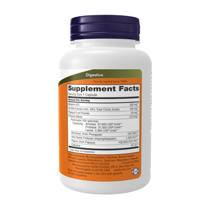 NOW Supplements, Super Enzymes, Formulated with Bromelain, Ox Bile, Pancreatin and Papain, Super Enzymes,90 Capsules