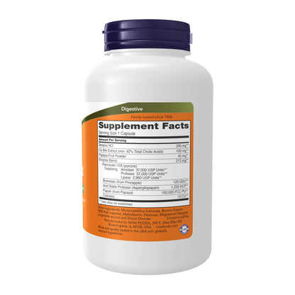 NOW Supplements, Super Enzymes, Formulated with Bromelain, Ox Bile, Pancreatin and Papain, Super Enzymes,180 Capsules