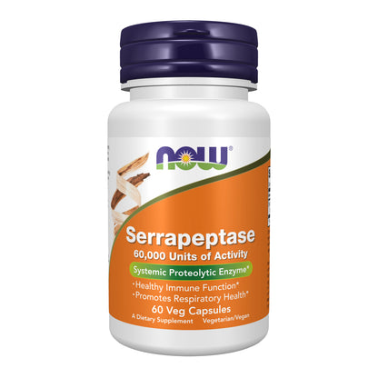 NOW Supplements, Serrapeptase 60,000 Units of Activity, 60 Veg Caps