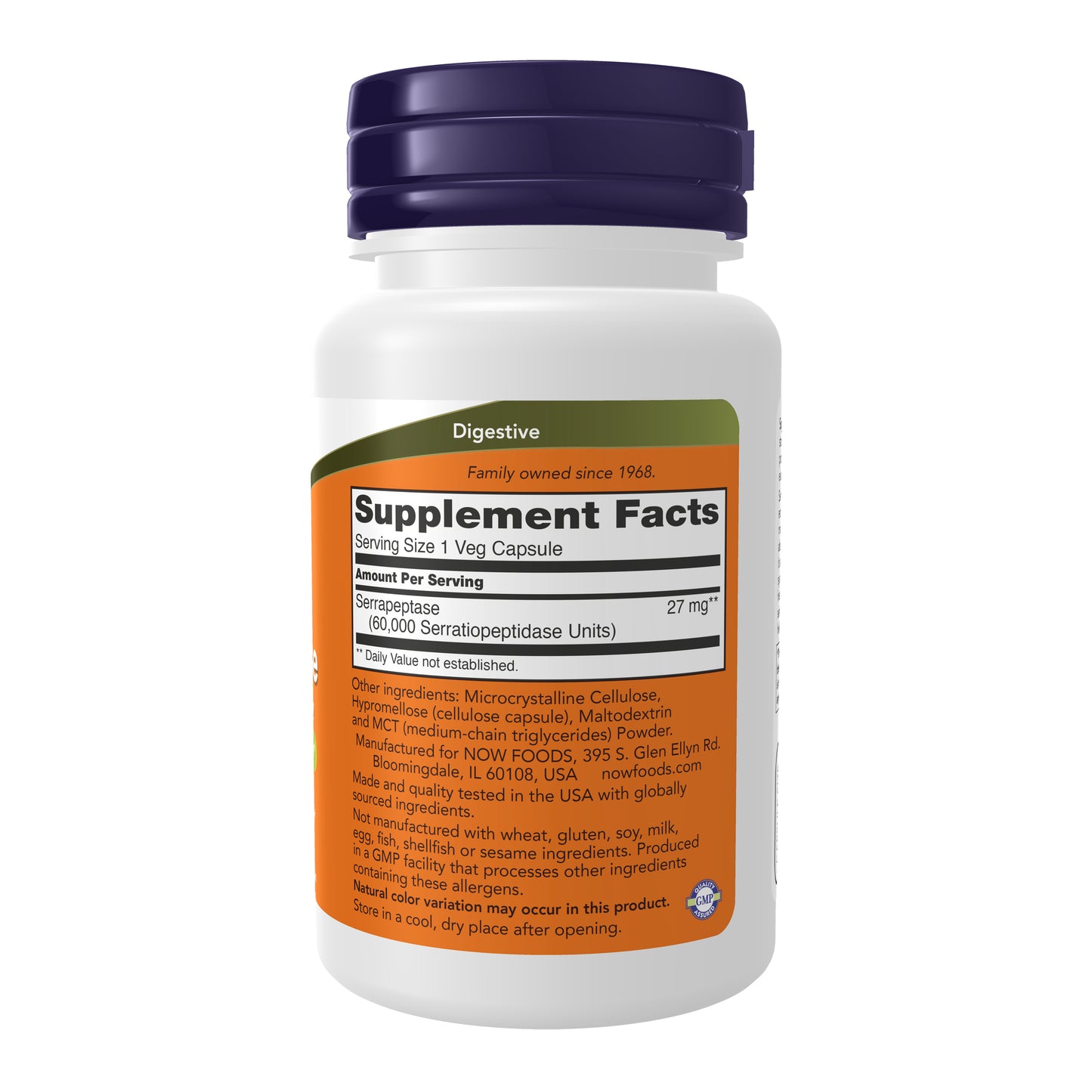 NOW Supplements, Serrapeptase 60,000 Units of Activity, 60 Veg Caps