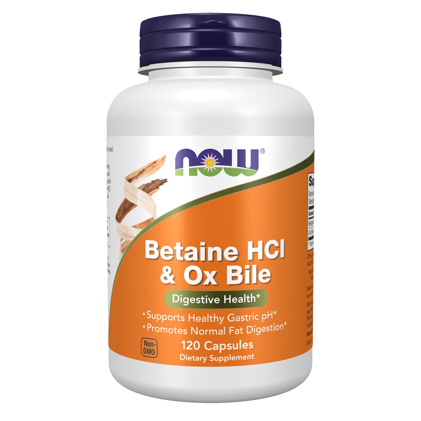 NOW Supplements, Betaine HCl + Ox Bile - 120 Veg Capsule