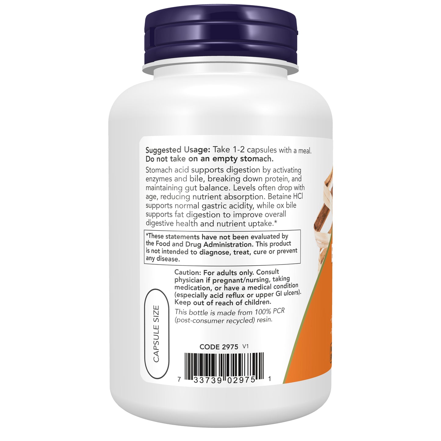 NOW Supplements, Betaine HCl + Ox Bile - 120 Veg Capsule