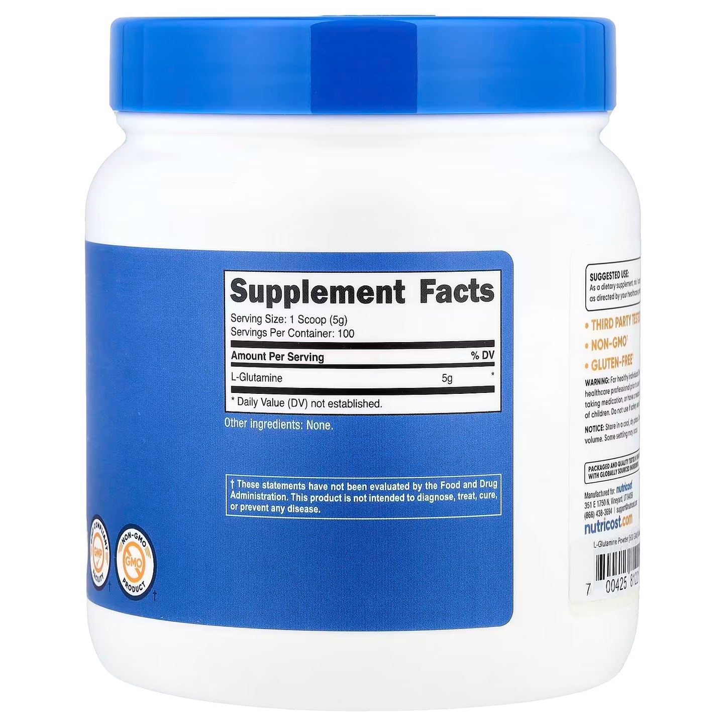 Nutricost, L-Glutamine, Unflavored, 1.1 lb (500 g)