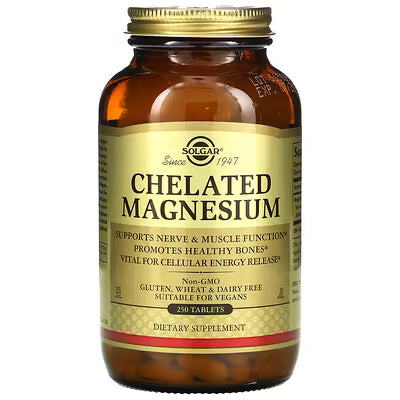 Solgar, Chelated Magnesium, 250 Tablets (100 mg per Tablet)