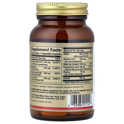 Solgar, B Complex "100", 50 Vegetable Capsules