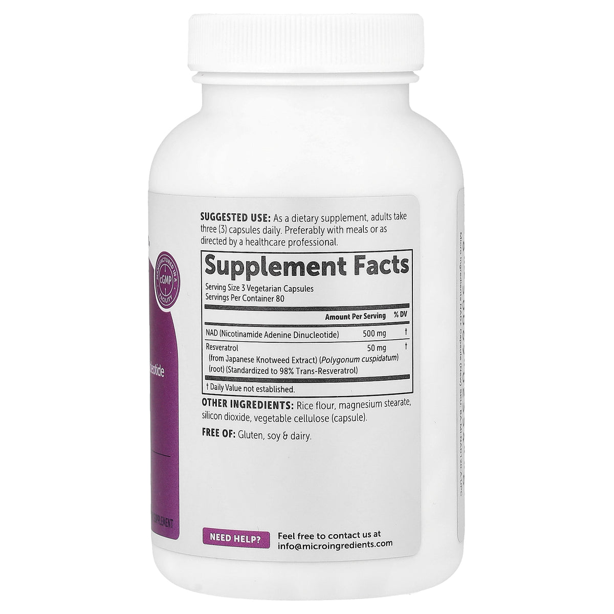 Micro Ingredients, NAD+, 240 Vegetarian Capsules