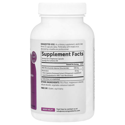Micro Ingredients, NAD+, 240 Vegetarian Capsules