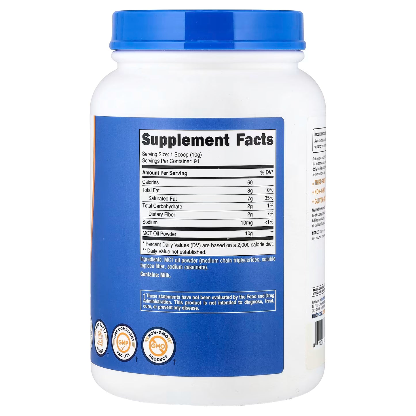 Nutricost, MCT Oil Powder, Unflavored, 32.4 oz (907 g)