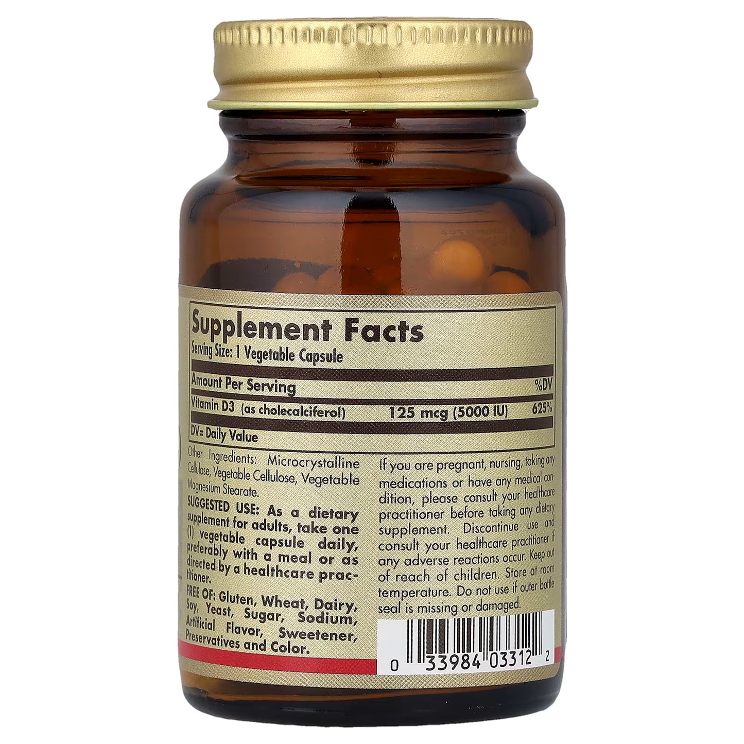 Solgar, Vitamin D3, 125 mcg (5,000 IU), 60 Vegetable Capsules