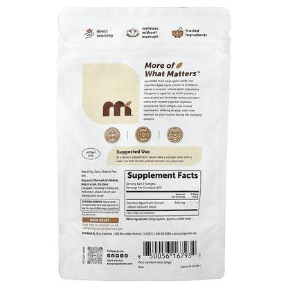 Micro Ingredients, Odorless Aged Garlic Extract, 300 Softgels (250 mg per Softgel)
