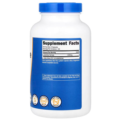 Nutricost, L-Carnitine Tartrate, 240 Capsules (500 mg per Capsule)