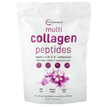 Micro Ingredients, Multi Collagen Peptides, Unflavored, 40 Packets, 0.39 oz (11 g) Each