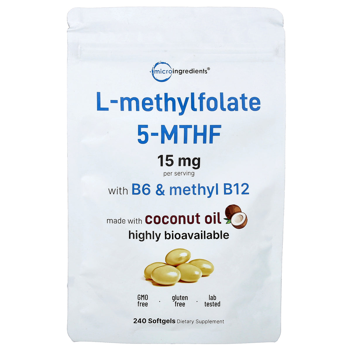 Micro Ingredients, L-Methylfolate, 240 Softgels