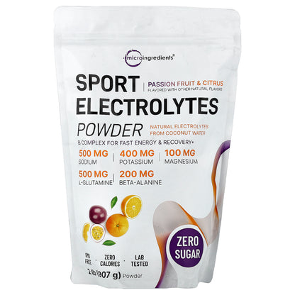 Micro Ingredients, Sport Electrolytes Powder, Passion Fruit & Citrus, 2 lbs (907 g)