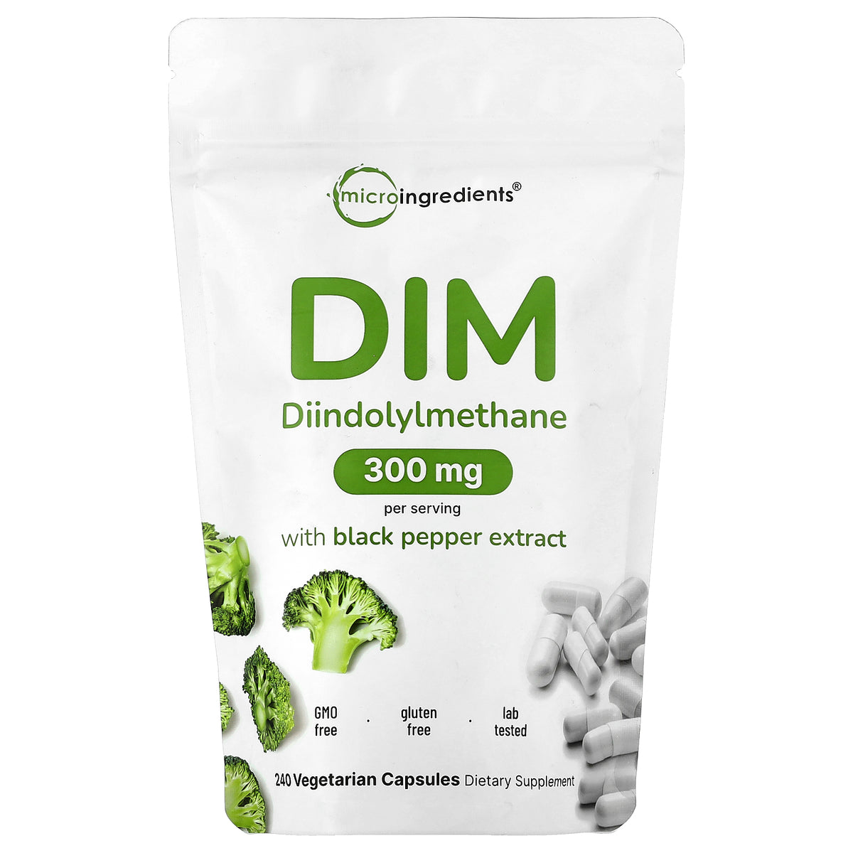 Micro Ingredients, DIM with Black Pepper Extract, 240 Vegetarian Capsules