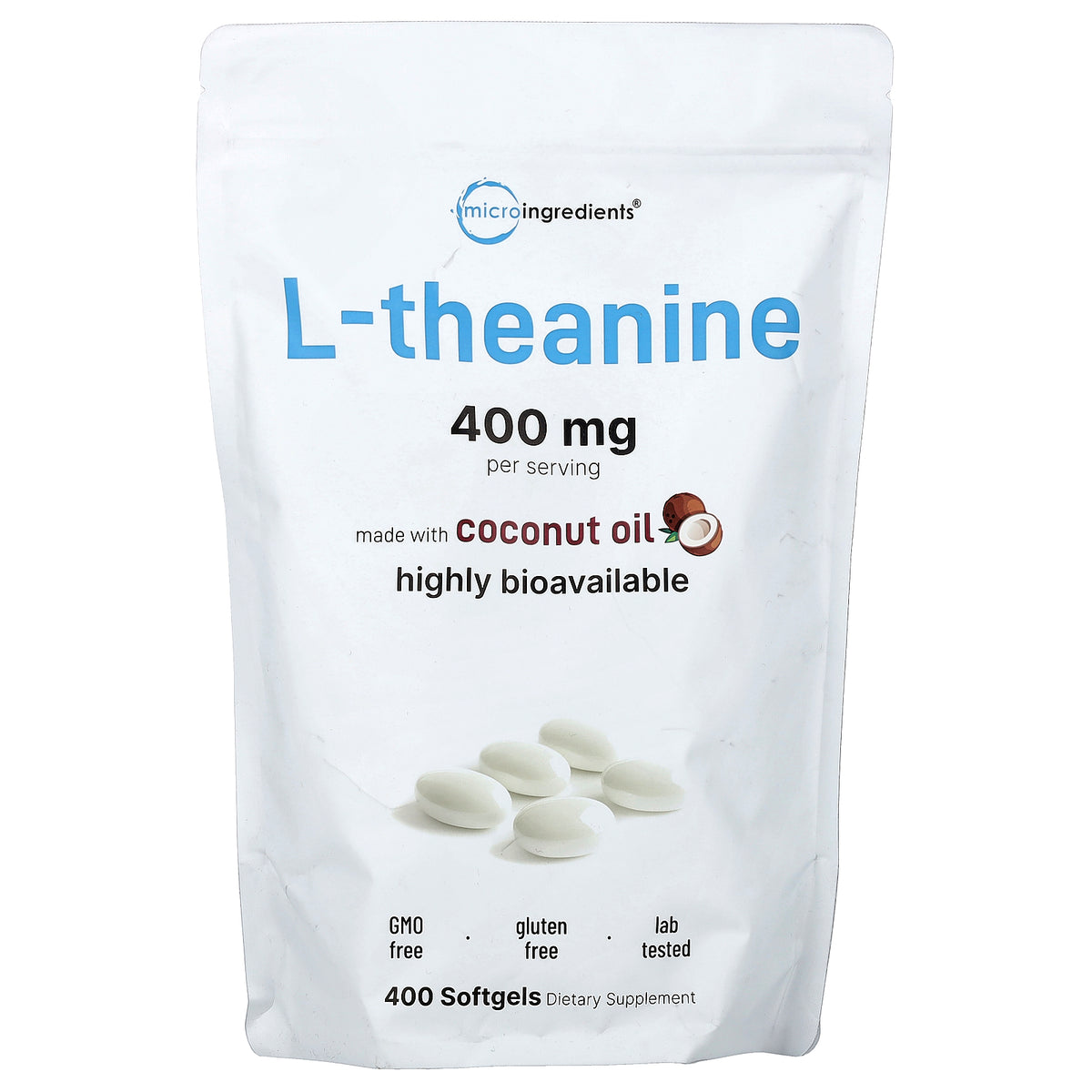 Micro Ingredients, L-Theanine, 400 Softgels (200 mg per Softgel)