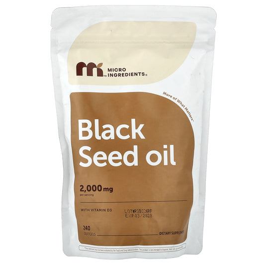 Micro Ingredients, Black Seed Oil with Vitamin D3, 240 Softgels
