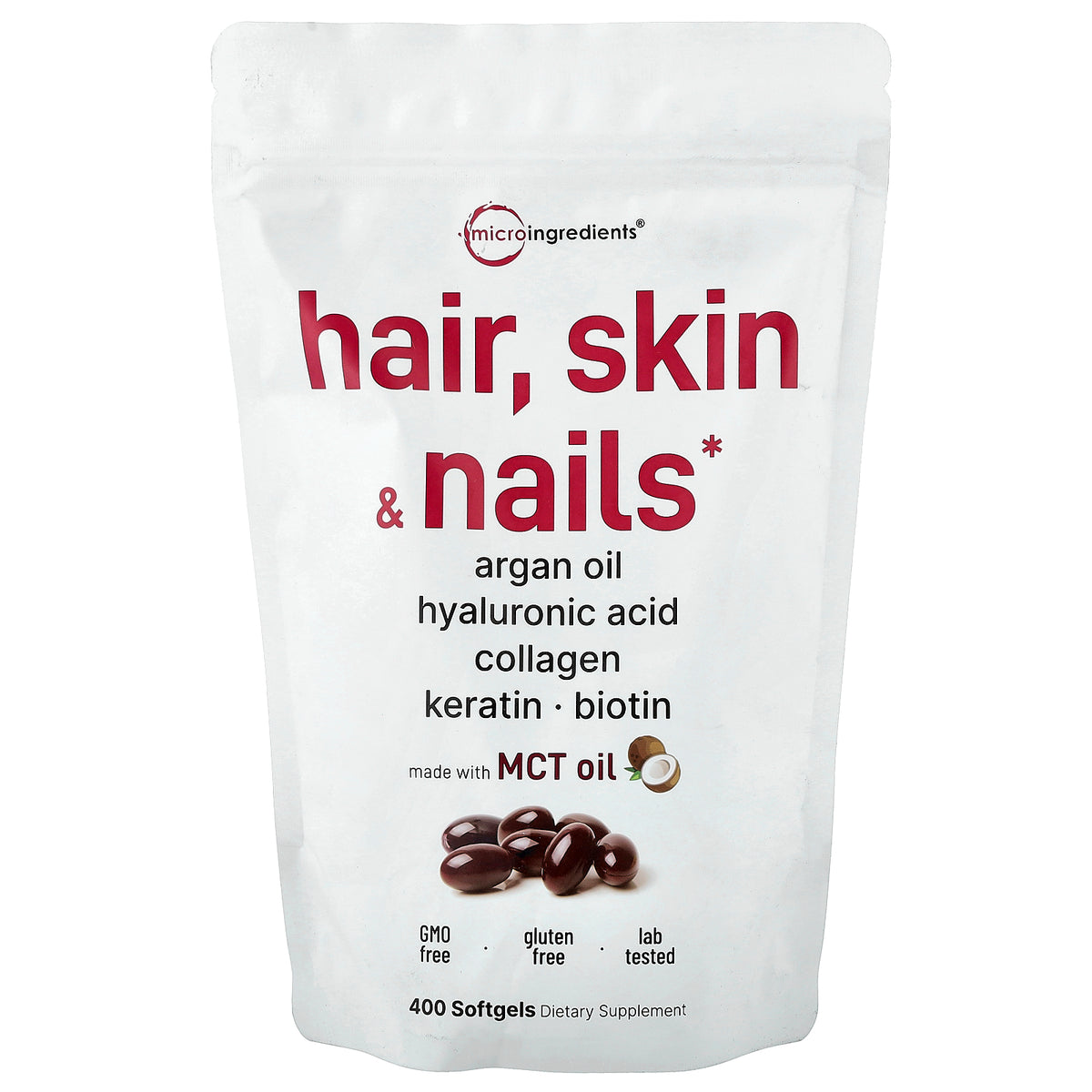 Micro Ingredients, Hair, Skin, Nails, 400 Softgels