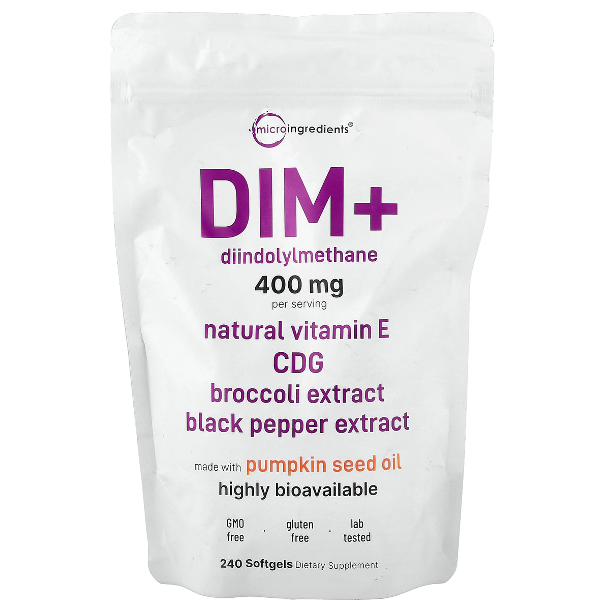 Micro Ingredients, DIM+, 240 Softgels