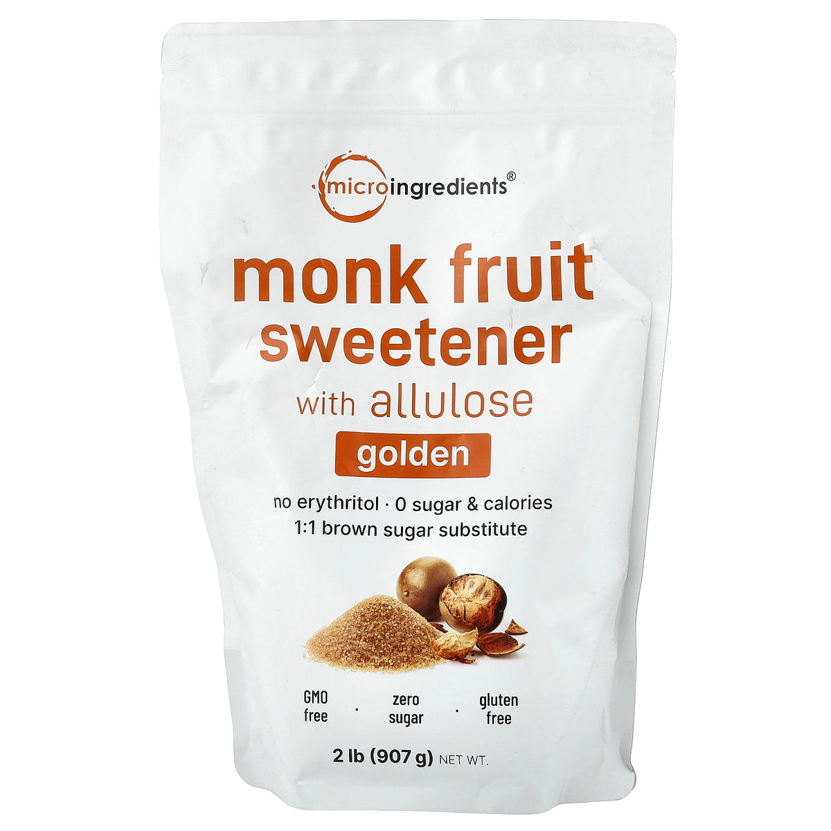 Micro Ingredients, Monk Fruit Sweetener with Allulose, Golden, 2 lb (907 g)