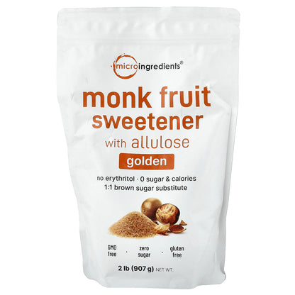 Micro Ingredients, Monk Fruit Sweetener with Allulose, Golden, 2 lb (907 g)