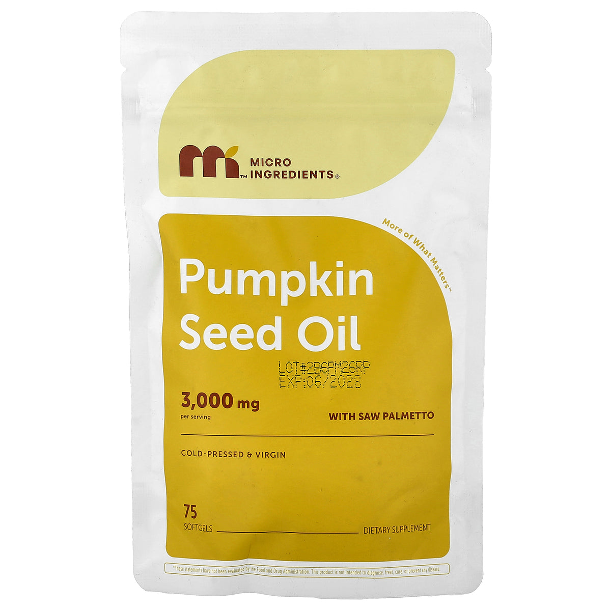 Micro Ingredients, Pumpkin Seed Oil with Saw Palmetto, 75 Softgels
